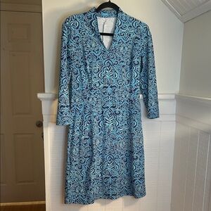 J McLaughlin Ivana Dress size Small, blue geometric
Print